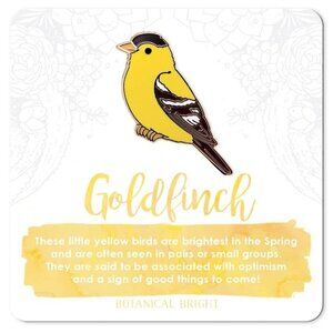 Goldfinch Enamel Pin - Gold Plated Nature & Garden Jewelry - Bird Brooch‎